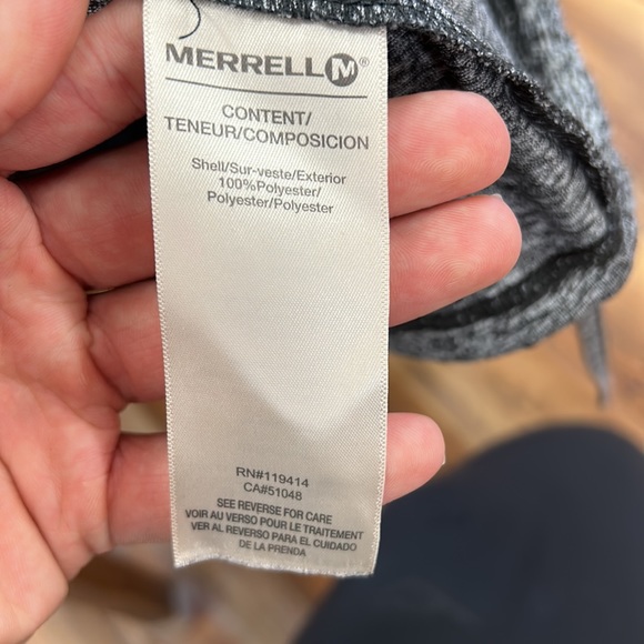 MERRELL Gray Heather Helio Pullover Hoodie Top Medium Cowl Hiking Outdoors - Picture 5 of 6